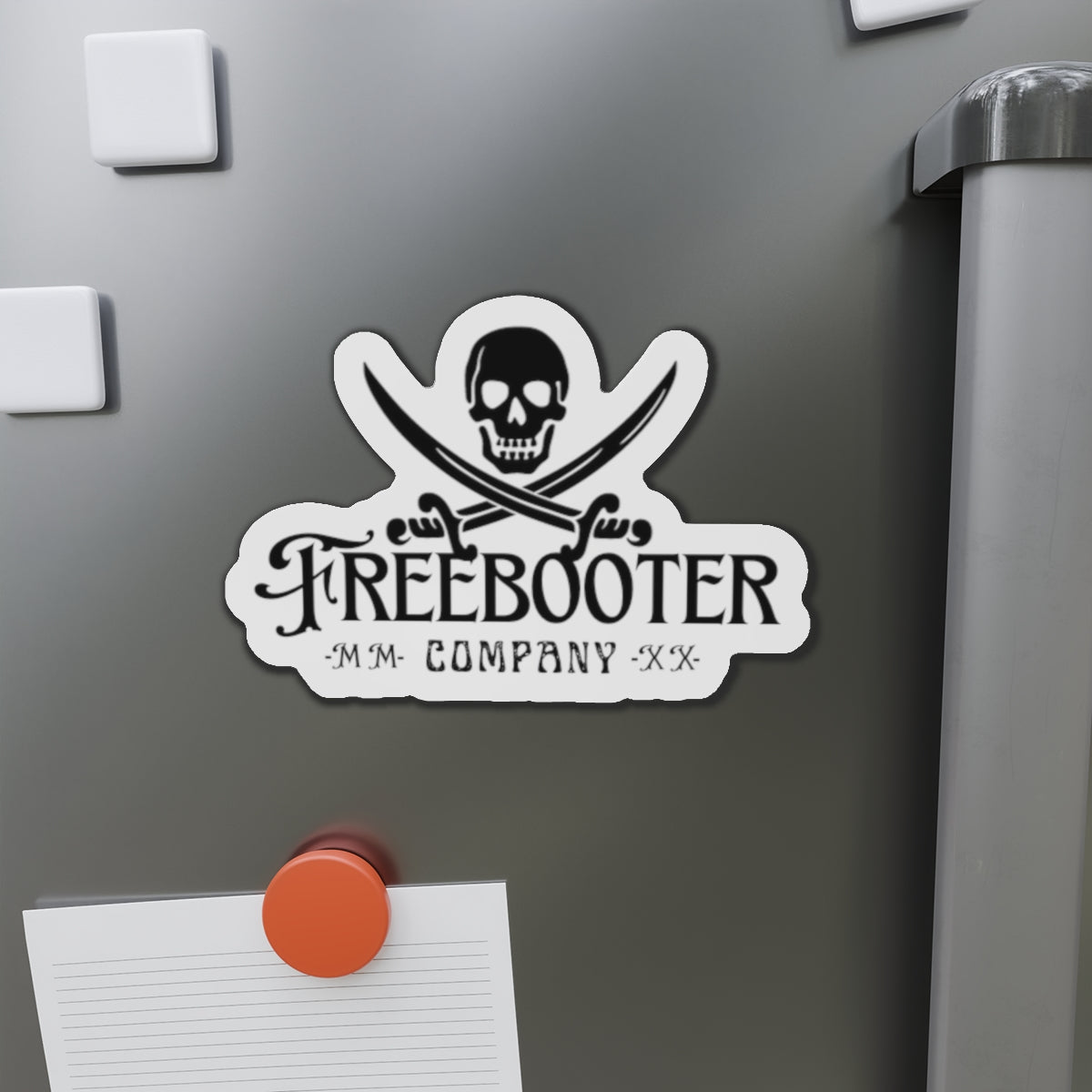 Pirate Skull Die‑Cut Magnet — "Freebooter Company" Vintage Pirate Logo Magnet