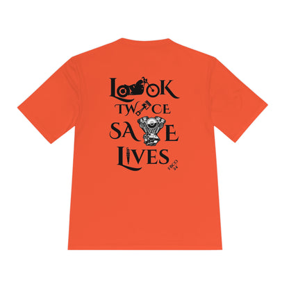 "Look Twice Save Lives" Freebooter Moisture Wicking Tee