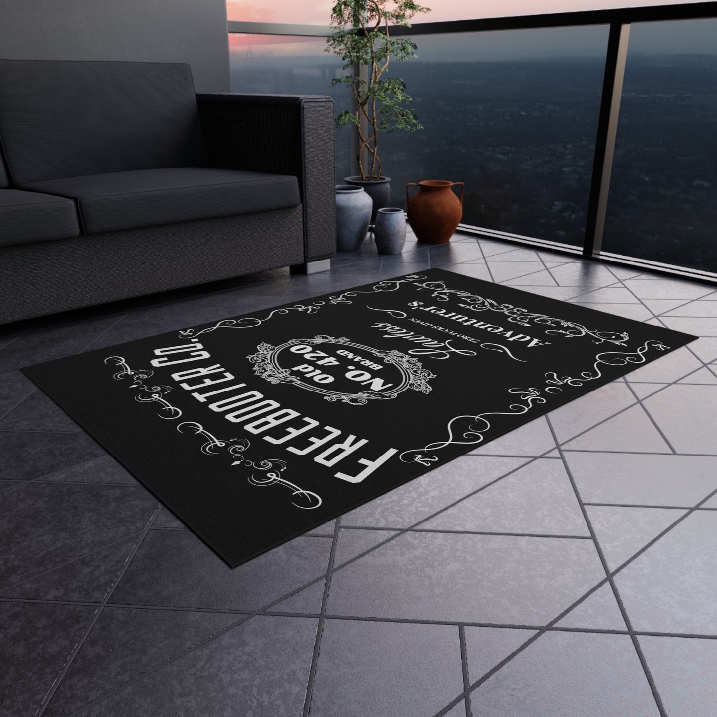 JD style Heavy-duty Outdoor Rug! Durable and of high quality, it'll be perfect for your mancave or garage