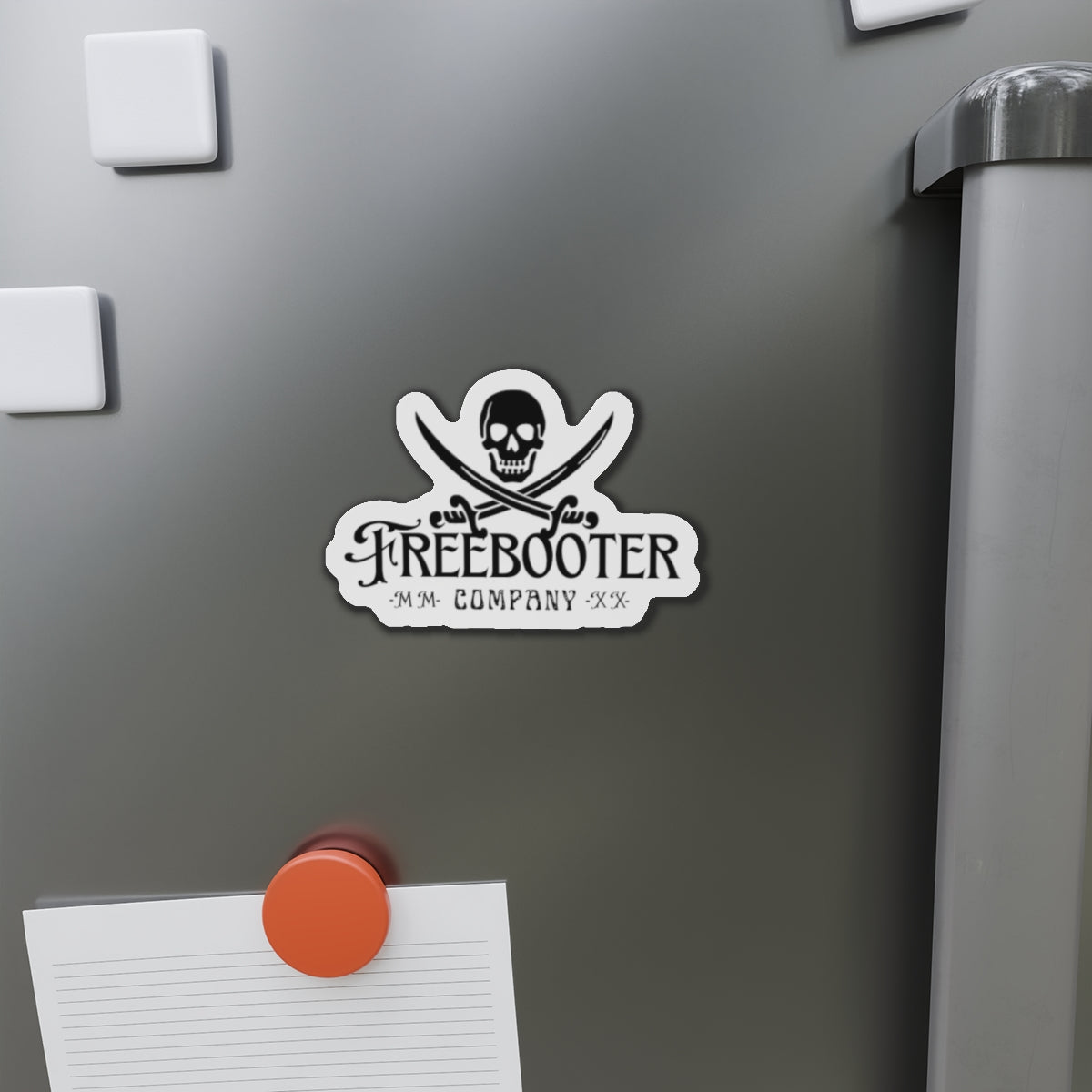 Pirate Skull Die‑Cut Magnet — "Freebooter Company" Vintage Pirate Logo Magnet