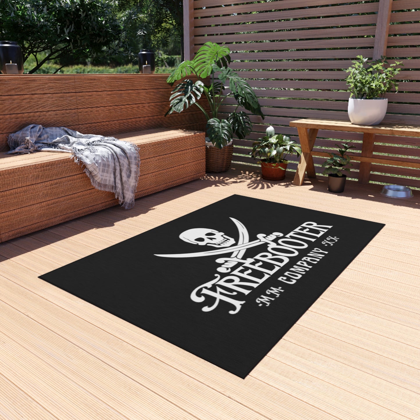 Freebooter Logo Heavy-duty Outdoor Rug! Durable and of high quality, it'll be perfect for your mancave or garage