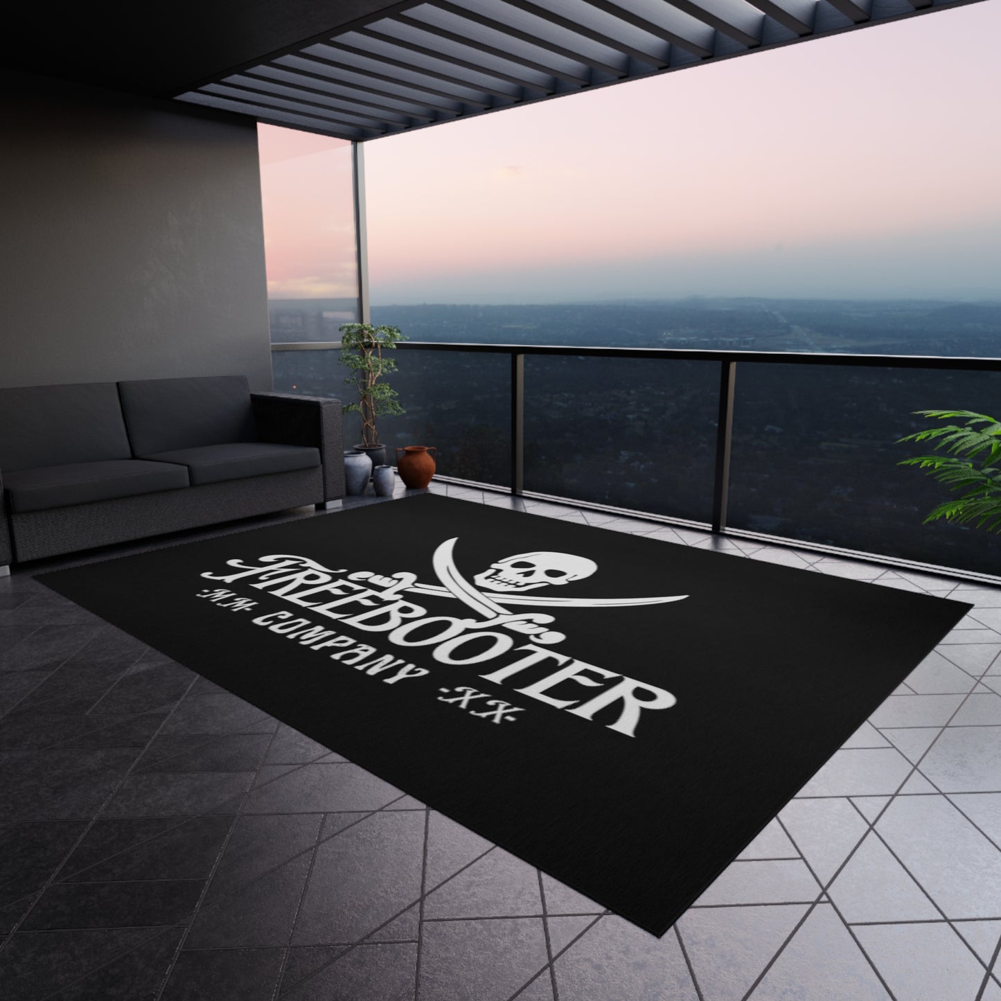 Freebooter Logo Heavy-duty Outdoor Rug! Durable and of high quality, it'll be perfect for your mancave or garage