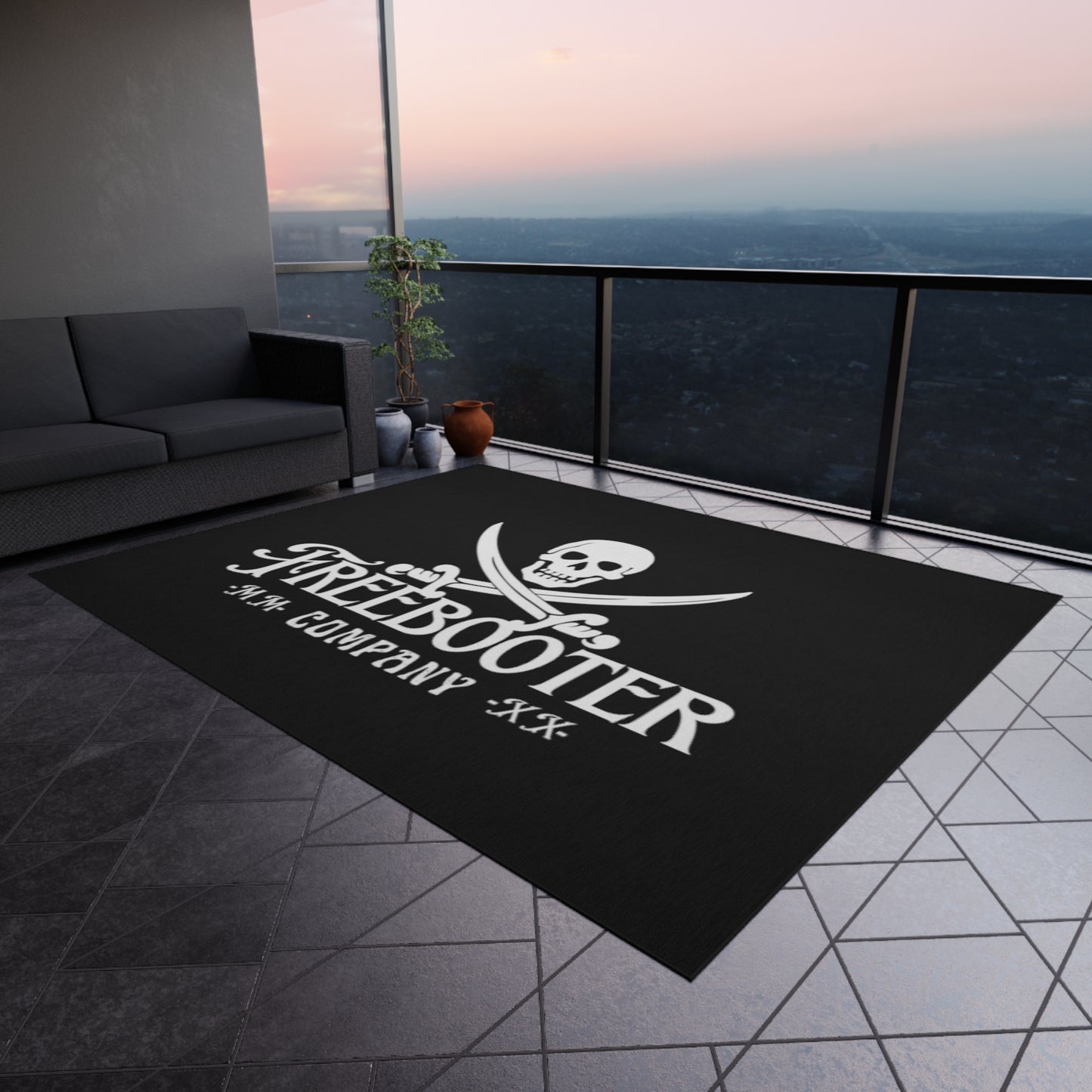 Freebooter Logo Heavy-duty Outdoor Rug! Durable and of high quality, it'll be perfect for your mancave or garage