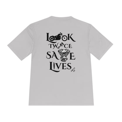 "Look Twice Save Lives" Freebooter Moisture Wicking Tee