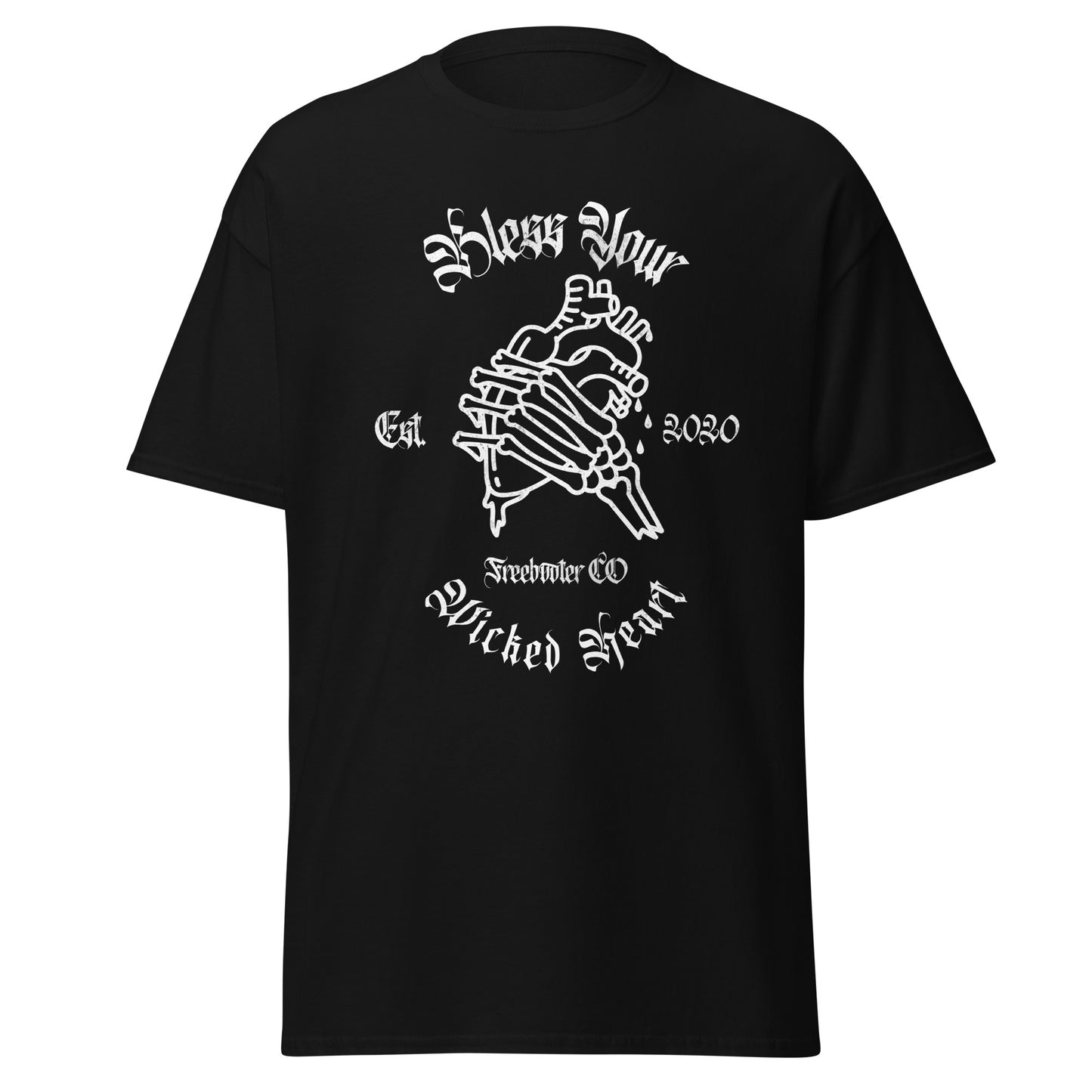 Freebooter Co. Bless your wicked Heart skeleton t-shirt