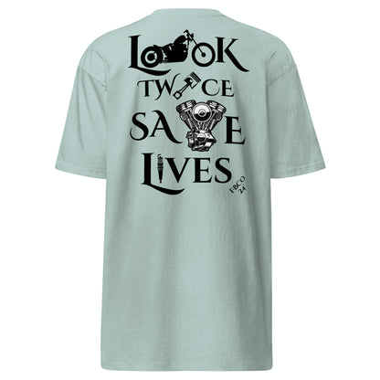 "Look Twice-Save Lives" Freebooter Premium Heavyweight Tee