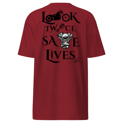 "Look Twice-Save Lives" Freebooter Premium Heavyweight Tee