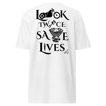 "Look Twice-Save Lives" Freebooter Premium Heavyweight Tee