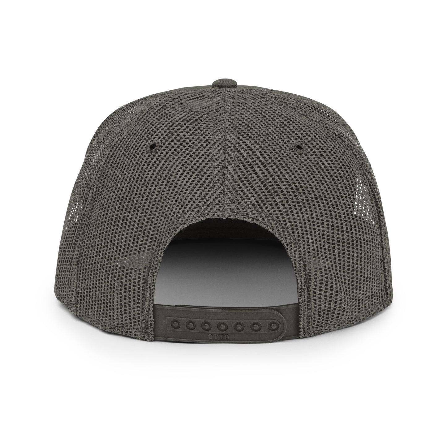 An iconic snapback design trucker style hat designed in house