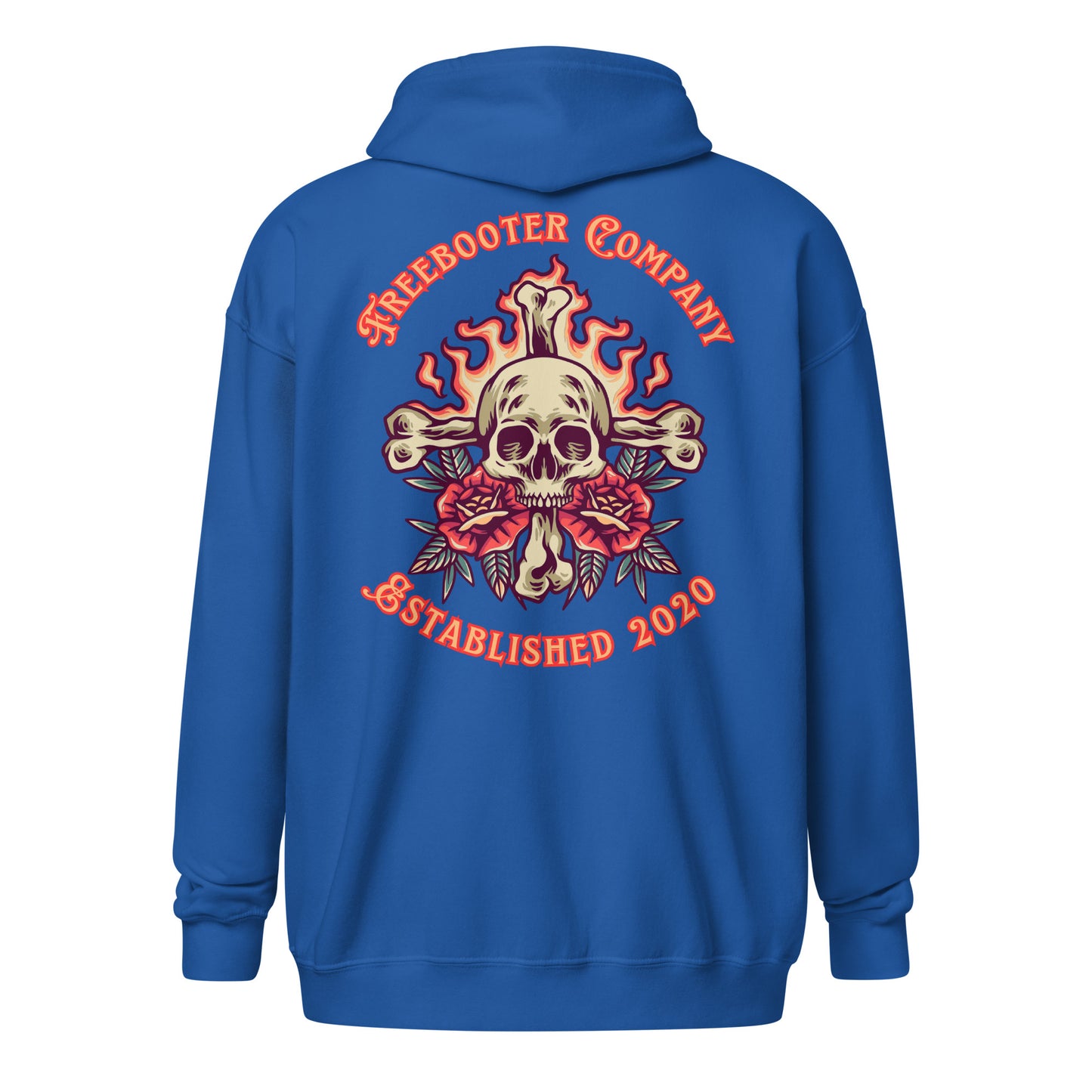 "Flaming Skull and Roses" Freebooter Zip Hoodie