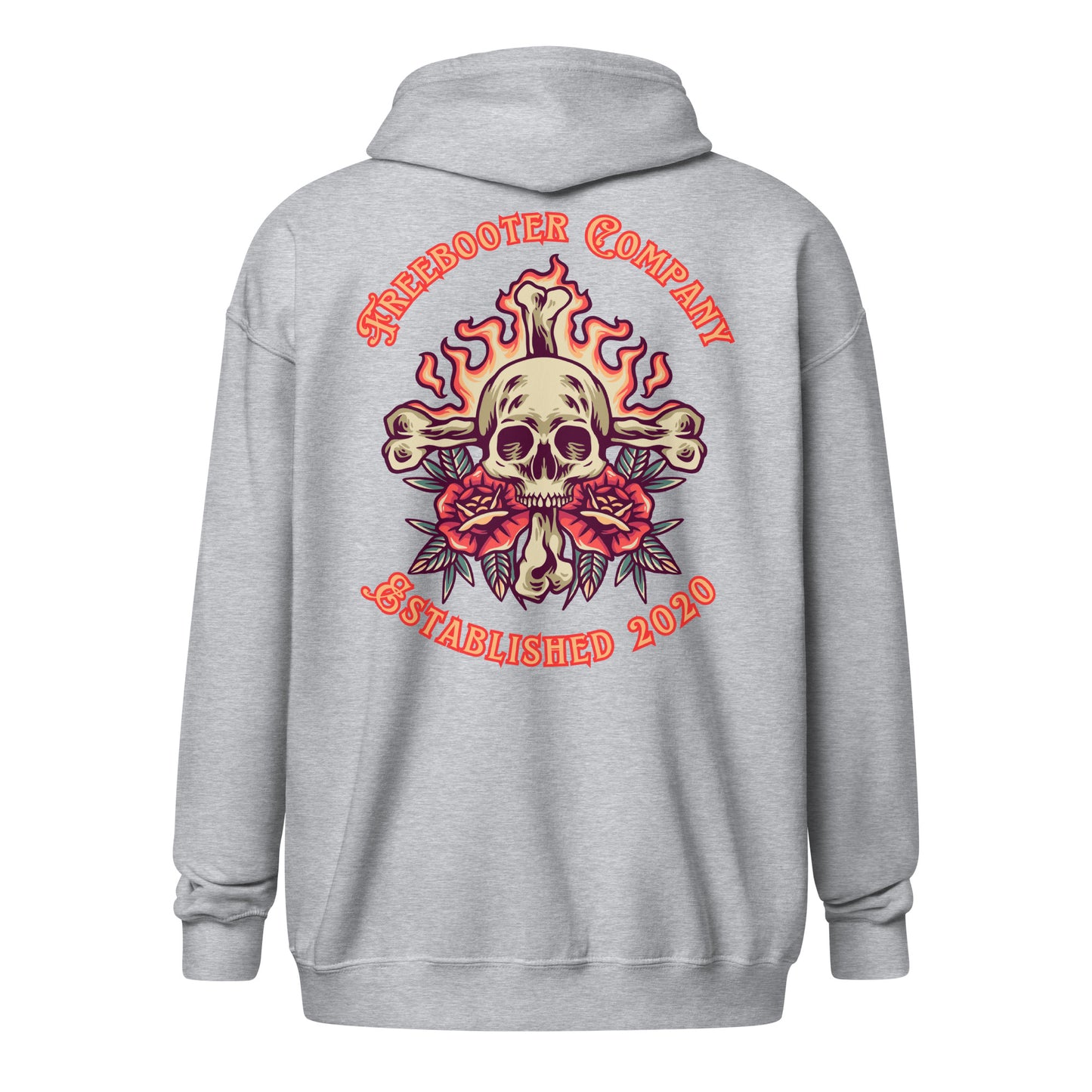 "Flaming Skull and Roses" Freebooter Zip Hoodie