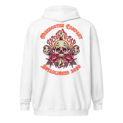 "Flaming Skull and Roses" Freebooter Zip Hoodie