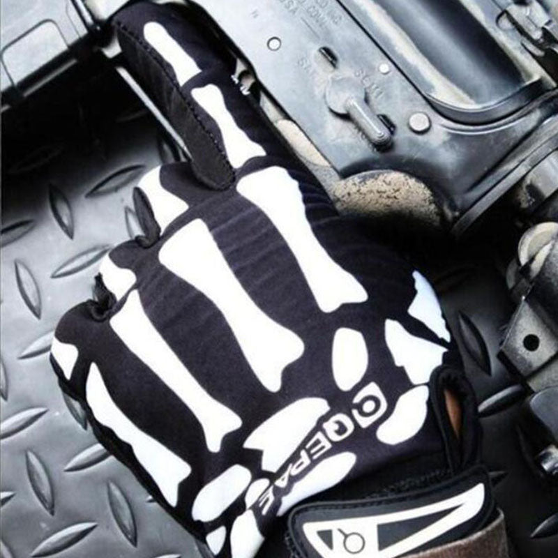 Skeleton Pattern Unisex Full Finger Motorcycle Motorbike Racing Riding Gloves for Women and Men