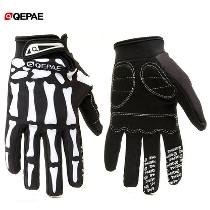 Skeleton Pattern Unisex Full Finger Motorcycle Motorbike Racing Riding Gloves for Women and Men